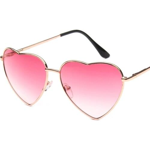 Womens Vintage Heart Shape Sunglasses Metal Frame Love Sun Glasses Brand Desginer Ladies Reflective Eye Glasses Party Eyewear