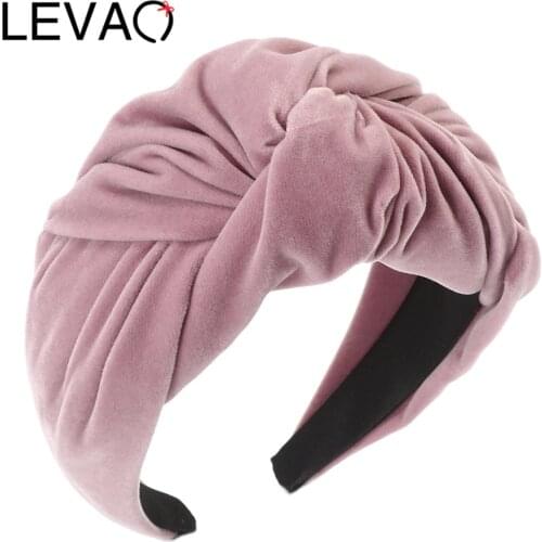 LEVAO 2020 Womens Headband Elegant Winter Hairband Bezel Turban Girls Hair Accessories Solid Color Hair Hoop Headwear