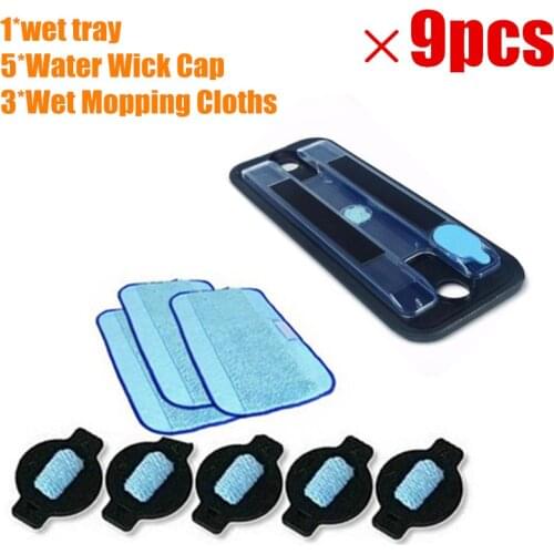 1*Original wet tray+3*Wet Pro-Clean Mopping Cloth +5*Water Wick Cap for iRobot Braava 380 380t 5200 Mint5200C 4200A 4205