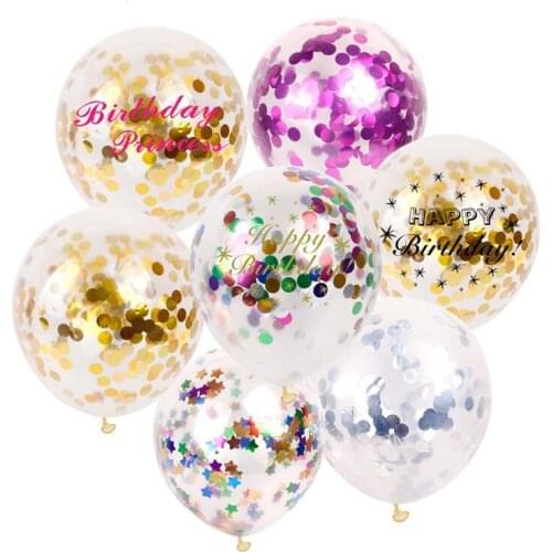 12inch Transparen Confetti Balloons Happy Birthday Ballon Event Party Supplies Colors Latex Clear Balloon Wedding Decoration