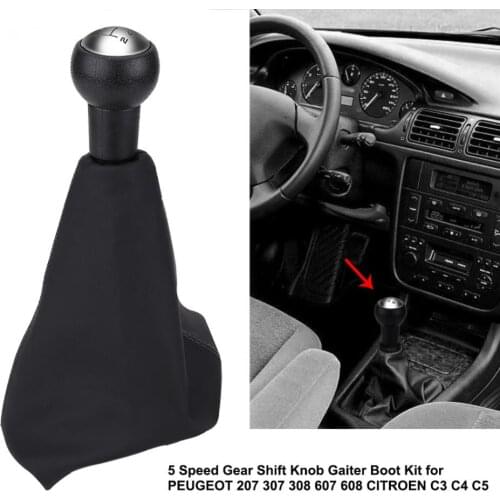 5 Speed Gear Shift Knob Gaiter Boot Kit for PEUGEOT 207 307 308 607 608 CITROEN C3 C4 C5 Auto Gear Shift Knob