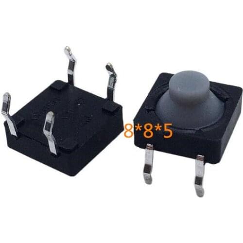 50pcs/lot 8*8*5MM 8x8x5MM 4PIN 8*8*5 Conductive Silicone Soundless Tactile Tact Push Button Micro Switch Self-rese
