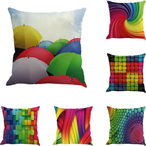 Abstract Rainbow Cushion Covers 45x45 cm Square Throw Pillow Cover for Car Chair Sofa 1 Piece Polyester Pillowcase Home Decor