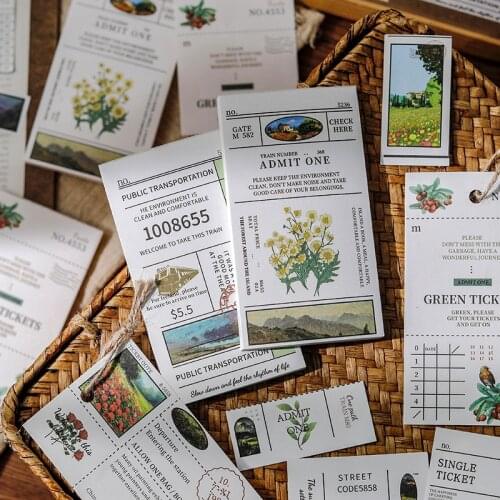 50Pcs Retro Vintage Memo Pads Plant Flower Diary Journal Notes Sticky Material Paper Collage Scrapbook Stationery School Office