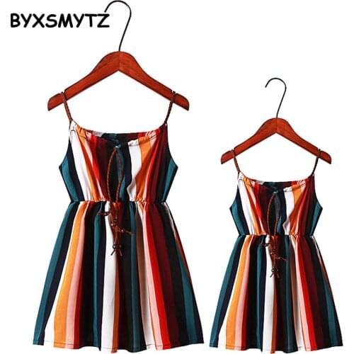 Mother Kids Bohemia Long Skirt Girls Summer Beach Dress Womens Casual Dresses For Girl Fashion Family Matching Clothes