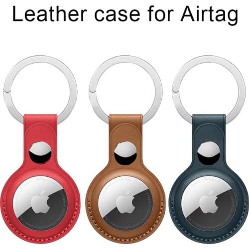 PU Leather Case for AirTag Key Ring Protective Sleeve Cover Keychain for Apple Air Tag Location Tracker Anti-lost Device Leather