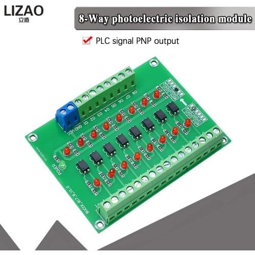 24V To 5V 8-Channel 8bit Photoelectric Isolation Module Level Voltage Converter PNP Output PLC Signal Converter Adapter Module