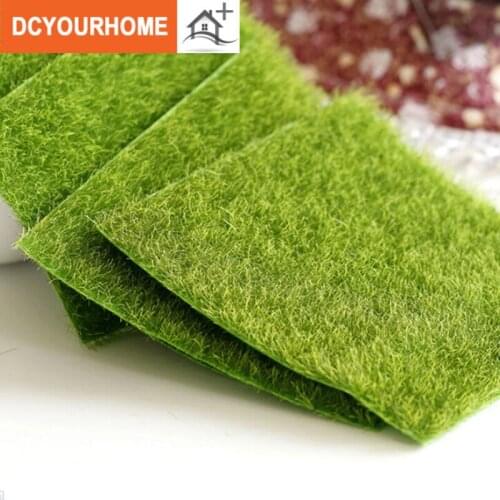 Artificial Lawn Miniature Garden Ornament Fake Grass Figurine Craft Plant Pot Fairy Decor 15x15cm