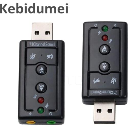 Kebidu External USB Audio Sound Card VIRTUAL 7.1 Channel 3D Speaker Stereo Headset Microphone Adapter 3.5mm Jack Converter