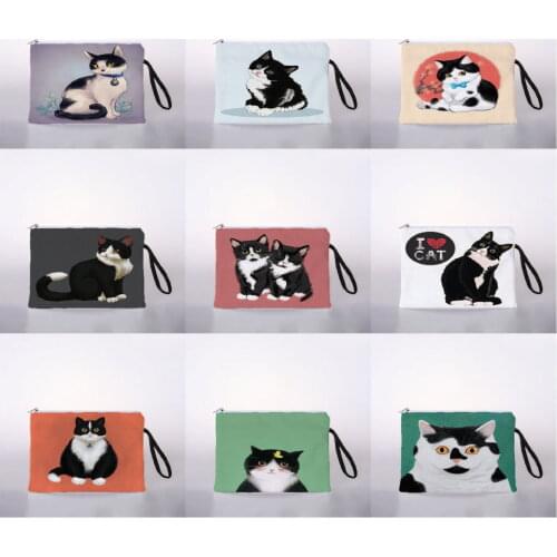 I love the kitten pocket cute cosmetic makeup bag travel zipper cosmetics pencil wallet organizer bag wallet handbag