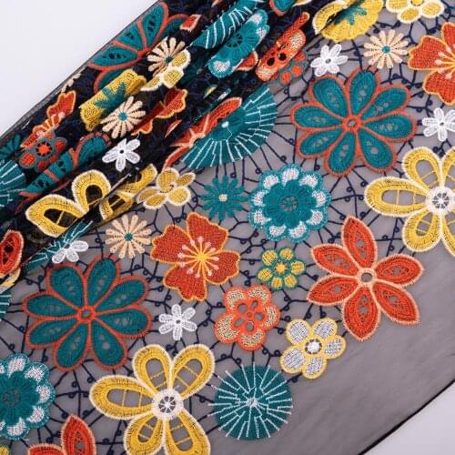 Cusack 100 x 135 cm Lace Fabric Mesh Embroidered Flower for Women Dress Costumes Sewing Thread Water Soluble DIY 2 Models