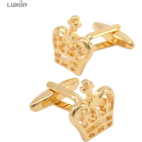 LAIDOJIN Luxury Crown Cufflinks for Mens Shirt Cuff bottons High Quality Gold-color Cuff links Fashion Brand Jewelry Design