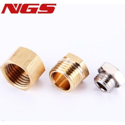 10 Pcs Brass Pipe Hex Head Fittings 1/4PT Male Thread Air Fuel Cap