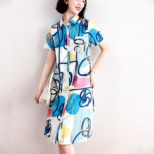 Summer fashion European retro floral print dress ladies OL elegant ladies ladies shirt dress tops Vestidoes NS349