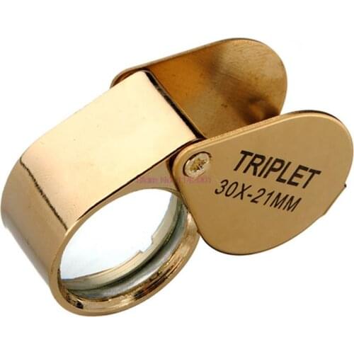 100 pcs 30x 30x21mm Magnifier Jewelers Gold Eye Tool Jewellery Folding Loupe Glass Lens Magnifying Triplet Glass Jewelry Diamond