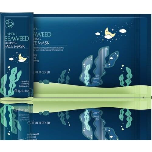 1/20pcs Seaweed Sleeping Mask Moisturizing Anti-wrinkle Remove Dark Circles Shrink Pores Anti-Aging Night Repair Mask 3g/pcs