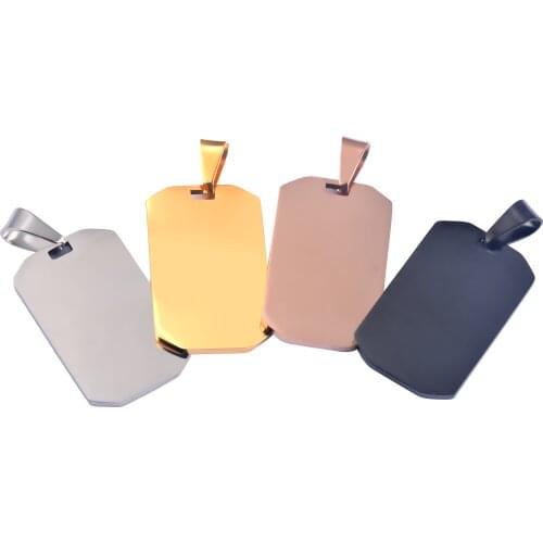 Trendy Stainless Steel Arm Tag Men Dogtag Pendant In Black Gold Rose Gold Color Punk Basic Bets Friend Unisex Jewelry