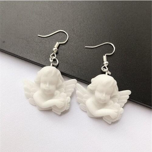 Fashion Cute Cupid Angel Pendant Drop Earring Vintage Angel Drop Earrings Punk Jewelry For Cool Women Girl Friendship Gifts