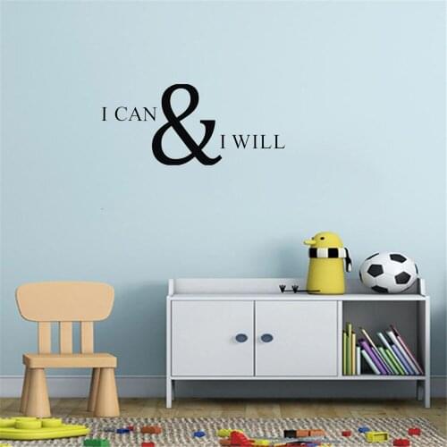 I Can I Will Wall Stickers Inspirational Quote Wall Decals For Kids Rooms Bedroom Living Room Home Decor Vinyl dw20045