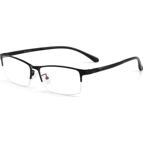 Men Titanium Alloy Semi Rimless Eyeglasses Frame for Men Prescription Eyewear Flexible Temples Legs IP Electroplating S61006