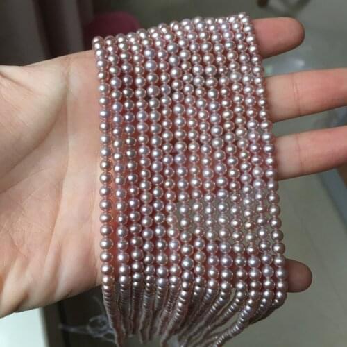 Womens Pearl Necklace Size 4-4.5mm Purple Color in Good Quality for Diy Jewelry Accessaries Loose Pearls Strangs
