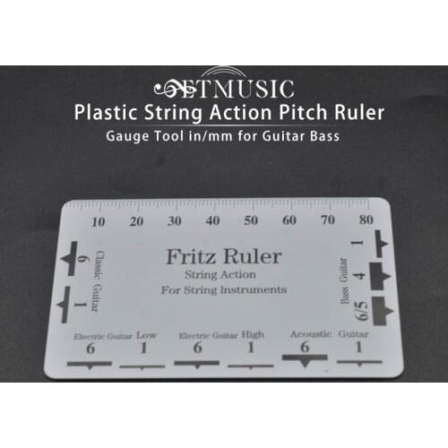 Plastic String Action Pitch Ruler Gauge Tool in/mm for Guitar Bass Firtz