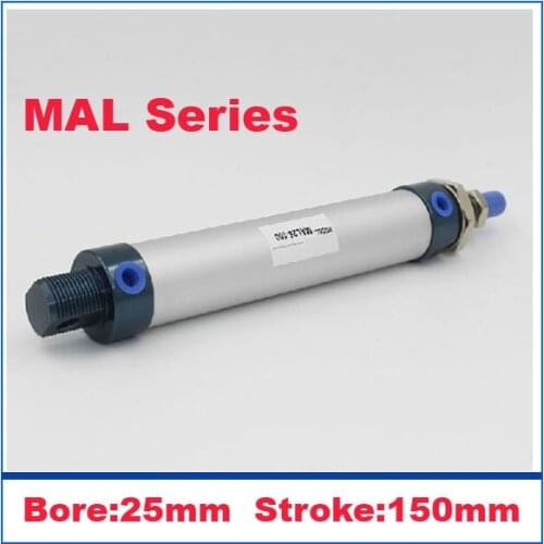 High quality double acting pneumatic small cylinders aluminum alloy 25mm bore 150mm stroke MAL25-150 mini air cylinder