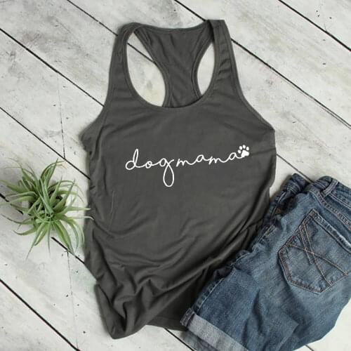 Dog Mom Funny Print Casual 100%Cotton Vest Dog Mom Life Vest Gift New Arrival Summer Womens Tank Tops Pet Lover Gift