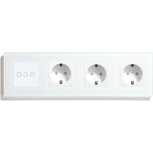 Bseed Smart Wifi Touch Switch With 3 Gang Work With Tuya Smart Life App And Triple EU Socket