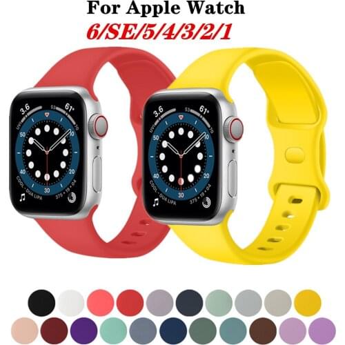 Silicone Strap For Apple Watch band 5 6 strap 44mm 40mm 38mm 42mm Rubber belt correa wristband bracelet iWatch 3 4 5 se 6 band