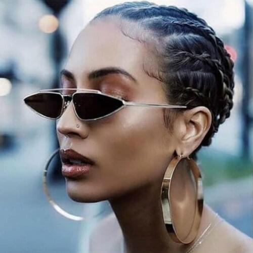 Vintage Cateye Metal Frame Sunglasses Women Trendy Men Luxury Double Bridge Triangular Lens Sun Glasses Retro Oculos UV400