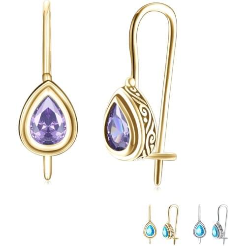 ZEMIOR 925 Sterling Silver Earrings For Women Dazzling Water Drop Cubic Zirconia Vintage Earrings Stud Fine Jewelry Wholesale