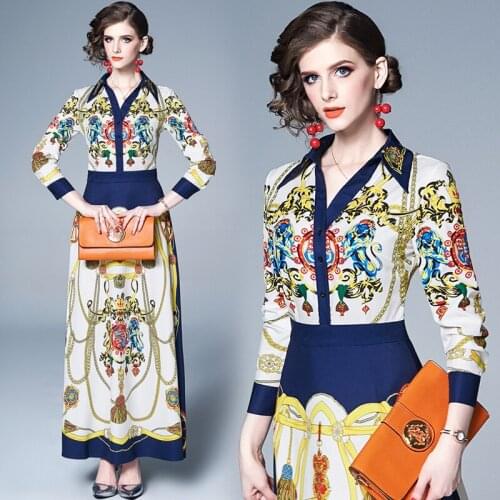 Fashionable Vintage Print England European and American Style French Dress Women Evening Party Dress Long Luxury 2021 Robe Femme