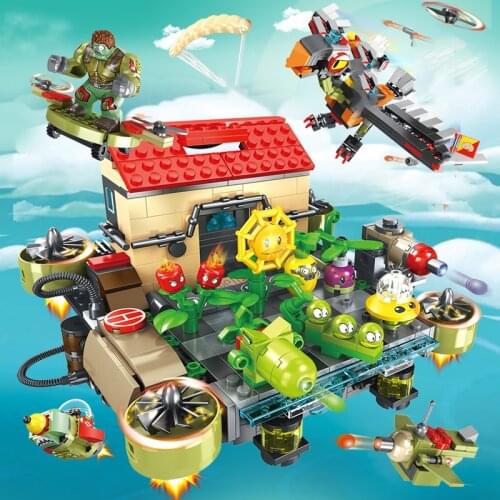Zombies Blocks Battle of the Sky Building Crazy Backyard Zombie Attack Set Model Brick Toys For Children