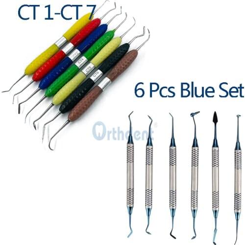 1 Set Dental Composite Filling Instruments Restoration Placement Contouring Blue Titanium Coated Restorative Kit Dentistry Tool