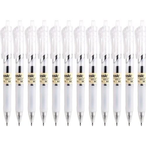12 Baoke F35 Press Black Gel Pen Stationery 12 Press White Gel Pen 0.5mm Office Signature Pen Student Examination Pen