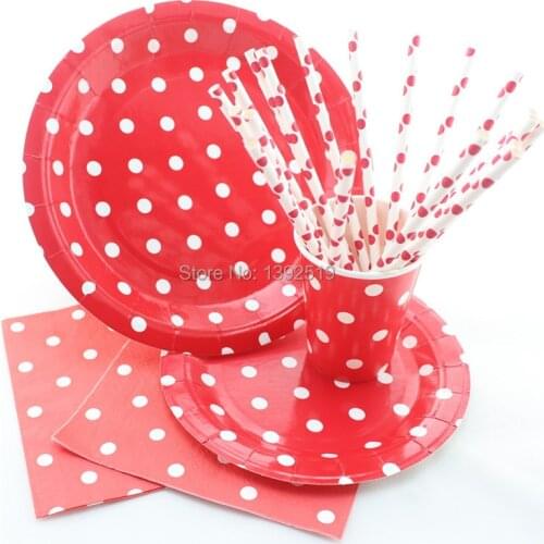 20sets/pcs for 20 People Using Beautiful Dot Design Baby Birthday Party Decoration Wedding Party Paper Plate Set