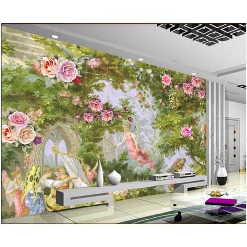 3d wallpaper custom photo mural European style oil painting garden flower angel living room home decor wallpaper for walls 3 d