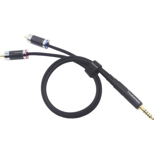 4.4mm to RCA Balanced Headphone Audio Headphone Adapter Silver Plated Cable 1 FT 0.3M