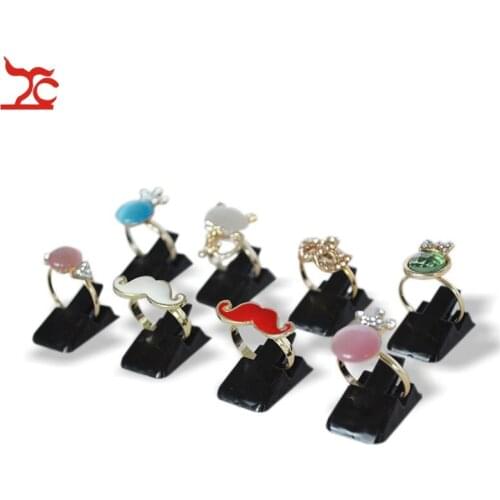 Wholesale Jewelry Display Items Black Plastic Mini Size Jewelry Ring Holder Case Ring Storage Organizer Stand 50Pcs