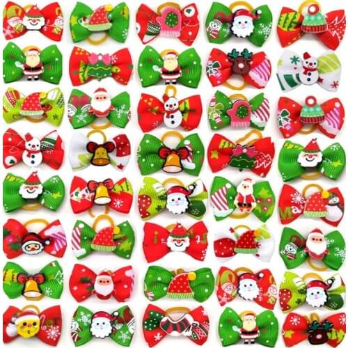 500pcs Christmas Pet Dog Assorted Rubber Bands Set Cat Dogs Hair Bow-knot Headwear Grooming Accessories Supplies