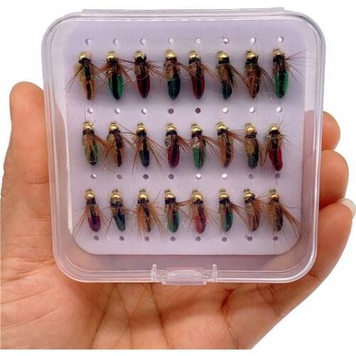 8/12/24Pcs #10 Brass Bead Head Fast Sinking Caddis Nymph Fly Trout Fishing Flies Artificial Insect Fishing Bait Lure