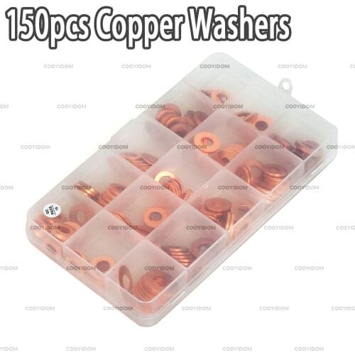 Universal 150pcs Copper Washers Gasket Diesel Assortment Set Common Rail Injector Repair Kits