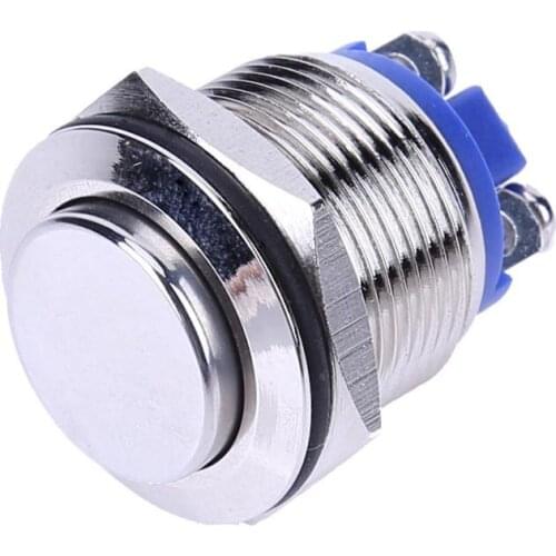 Car On Off Push Button Switch Silver 19mm 12V Waterproof Metal + Stainless Steel + Plastic 28 X 23 X 23mm/1.10 X 0.91 X 0.91"