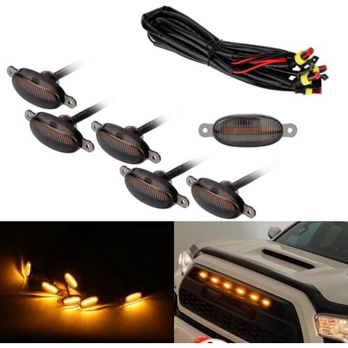 Car Eagle Eye Light Universal 12V Front Grille Lighting 6 SMD 3030 LED Amber Grille Lighting Kit