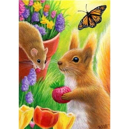 "squirrel"DIY,Diamond Painting,Round Diamond Embroidery,Full,Cross Stitch,Diamond Mosaic,Bead Kit Picture,Home Decoration