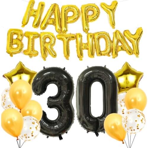 14pcs/40inch black digital aluminum film golden latex balloon wedding decoration birthday party decoration balloon wedding