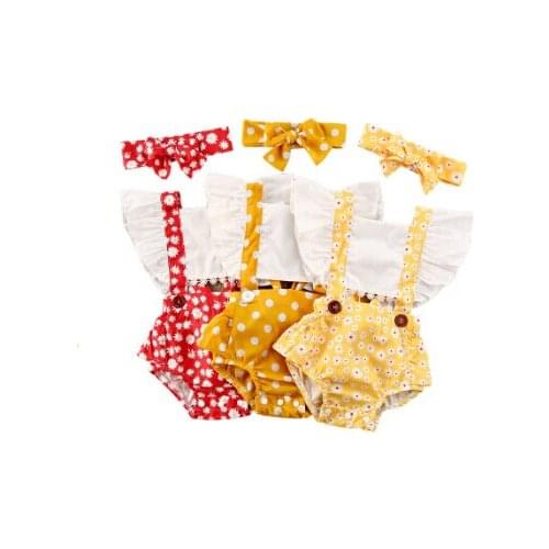 Infant Baby Girl Polka dot pattern Clothes Sleeveless Dot Print Bodysuits+Headband Jumpsuit 2PSC Sunsuit Outfit