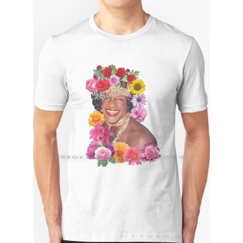 Flowerful Marsha P. Johnson T Shirt 100% Pure Cotton Marsha P Johnson Lgbt Black Woman Flower Power Flowers Black Lives Matter