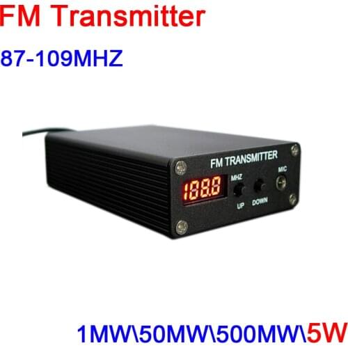 DYKB 0.5W 5W FM Transmitter Stereo audio 87M-109MHz frequency Digital LCD display Radio broadcast Station Receiver antenna POWER